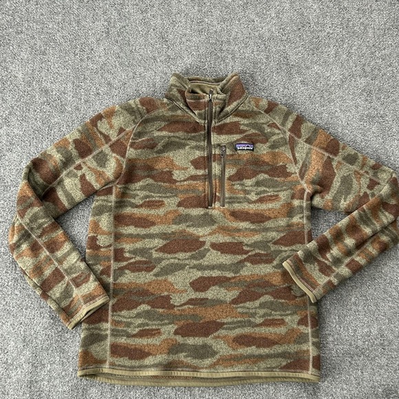 Patagonia Pullover Mens Large Green Camo Better Sweater 1/4 Zip Fleece - Picture 5 of 9